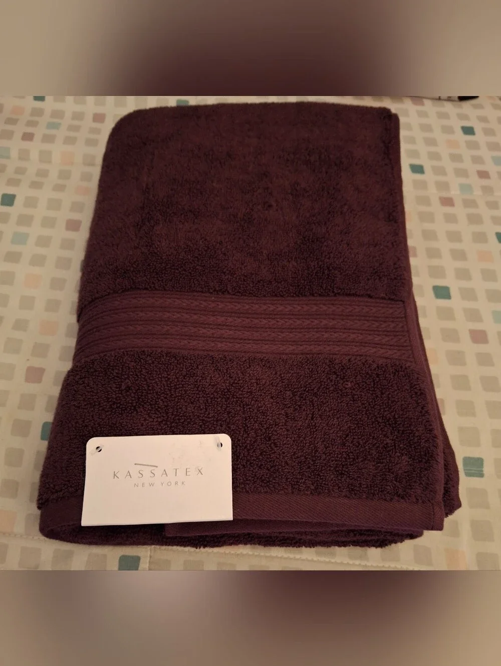 Kassatex Large Bath Towel Plum KDN-109-PLU